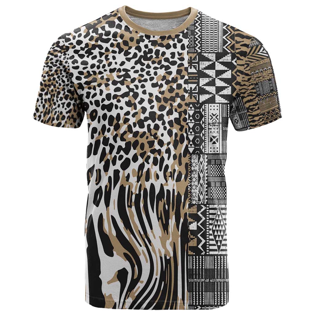 Africa Tribal Pattern Mixed Leopard Skin T Shirt - Wonder Print Shop