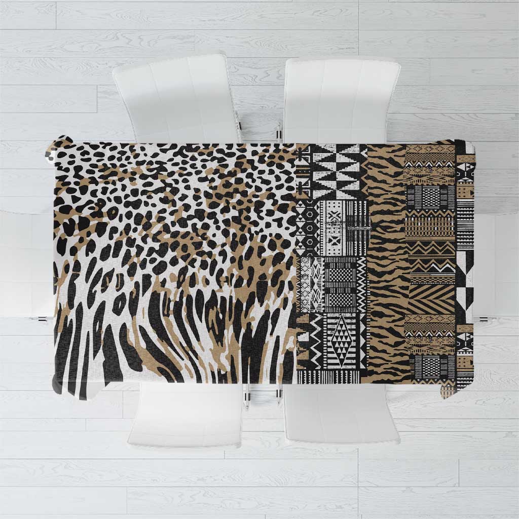 Africa Tribal Pattern Mixed Leopard Skin Tablecloth - Wonder Print Shop