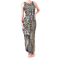 Africa Tribal Pattern Mixed Leopard Skin Tank Maxi Dress - Wonder Print Shop