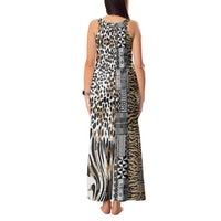 Africa Tribal Pattern Mixed Leopard Skin Tank Maxi Dress - Wonder Print Shop