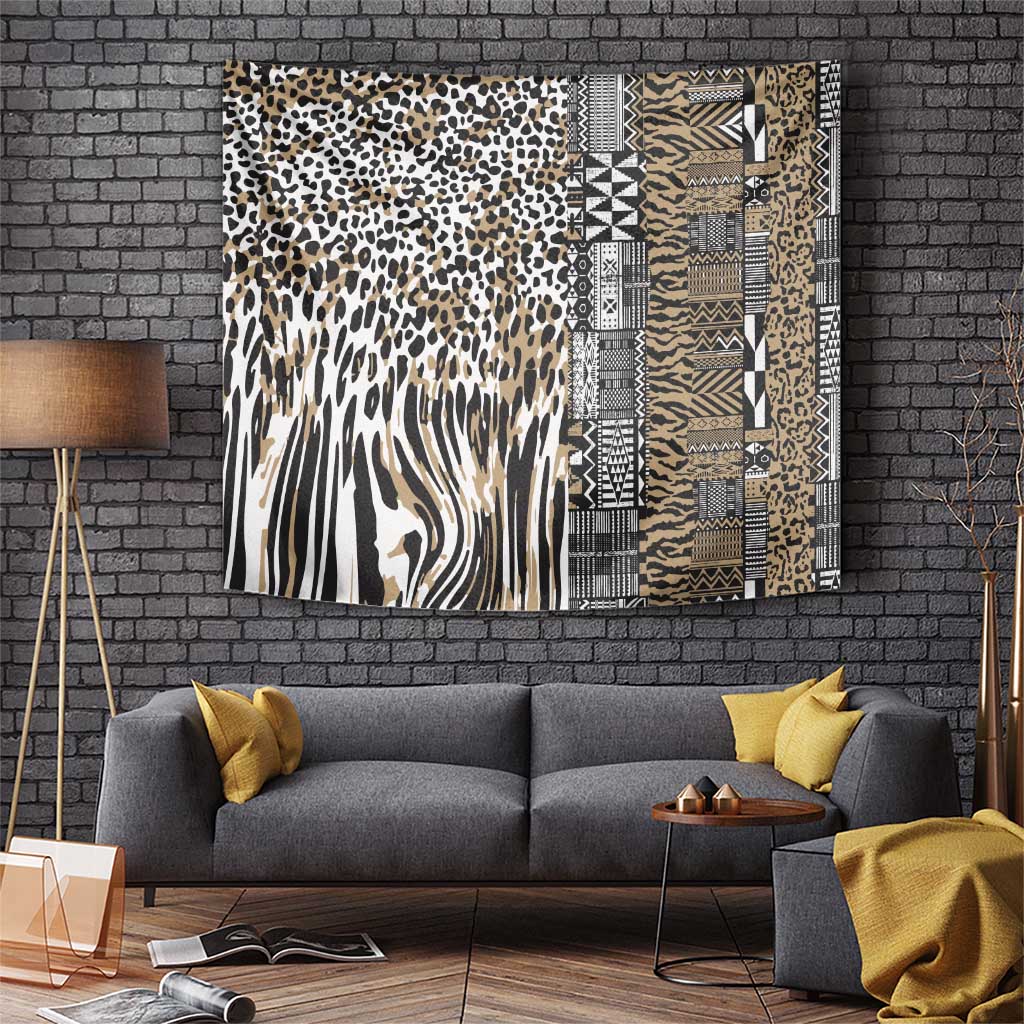 Africa Tribal Pattern Mixed Leopard Skin Tapestry - Wonder Print Shop