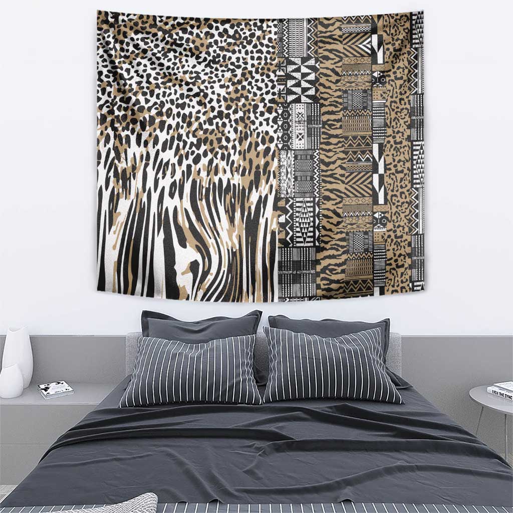 Africa Tribal Pattern Mixed Leopard Skin Tapestry - Wonder Print Shop