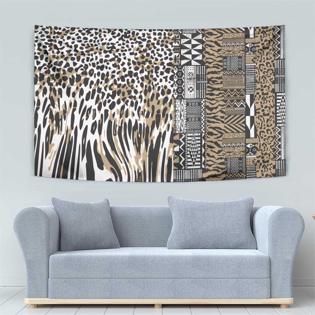 Africa Tribal Pattern Mixed Leopard Skin Tapestry - Wonder Print Shop