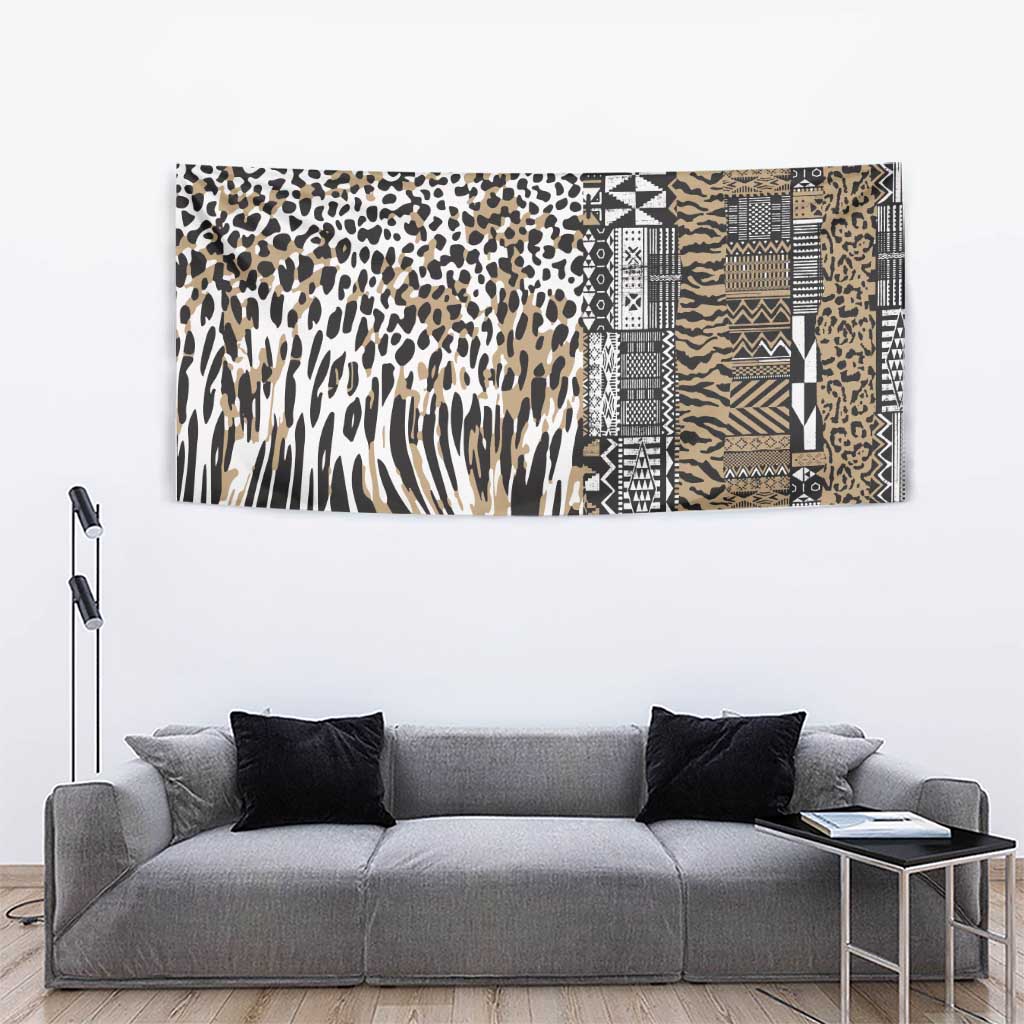 Africa Tribal Pattern Mixed Leopard Skin Tapestry - Wonder Print Shop