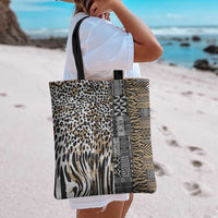Africa Tribal Pattern Mixed Leopard Skin Tote Bag - Wonder Print Shop