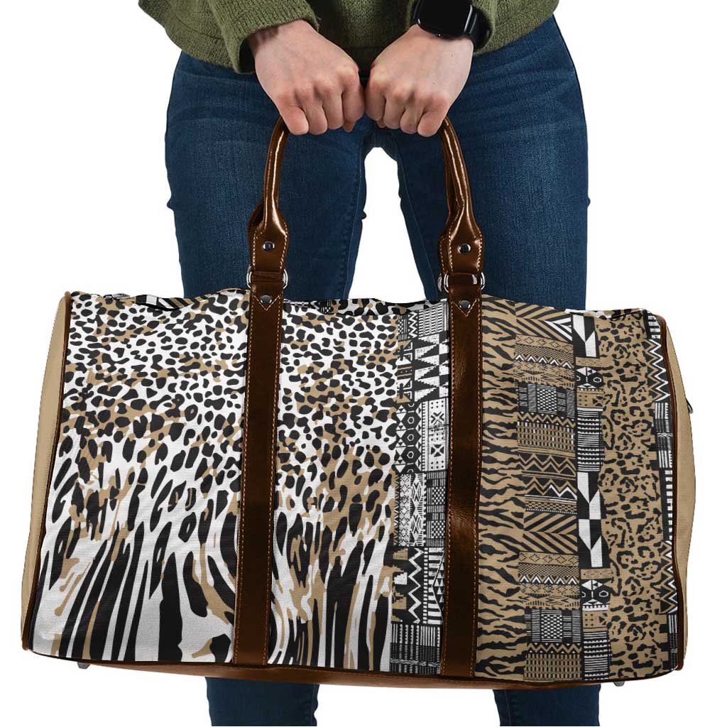 Africa Tribal Pattern Mixed Leopard Skin Travel Bag - Wonder Print Shop