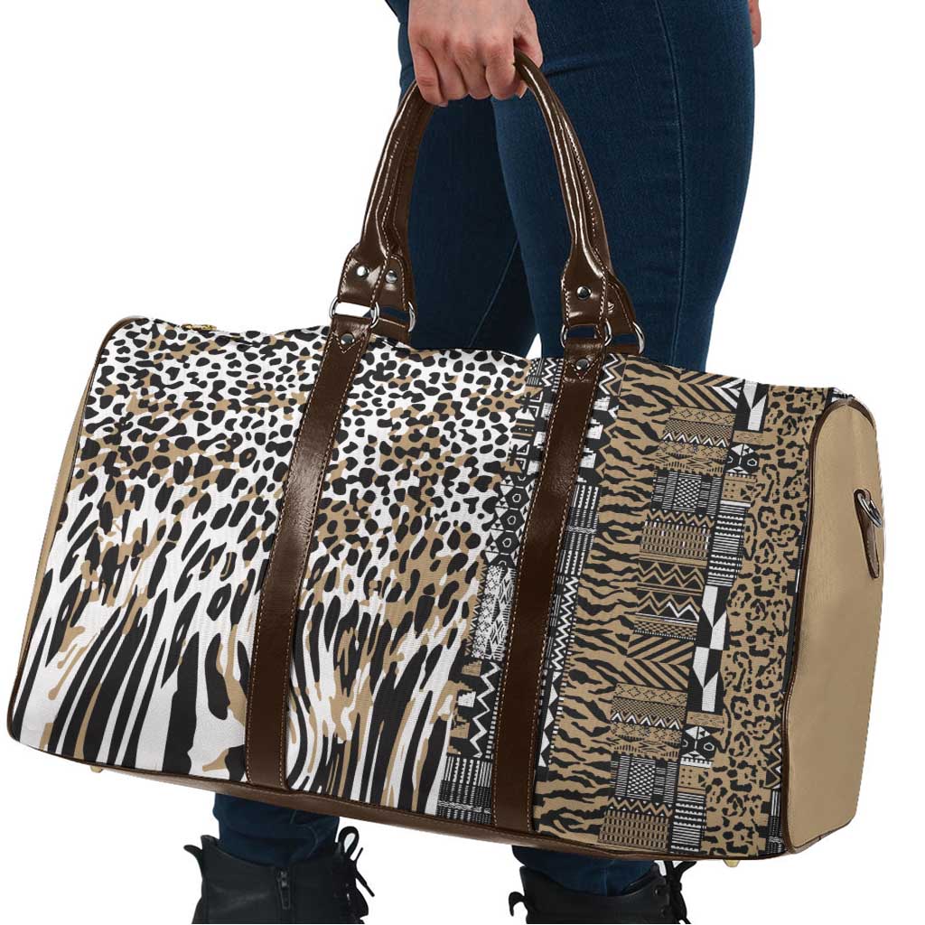 Africa Tribal Pattern Mixed Leopard Skin Travel Bag - Wonder Print Shop
