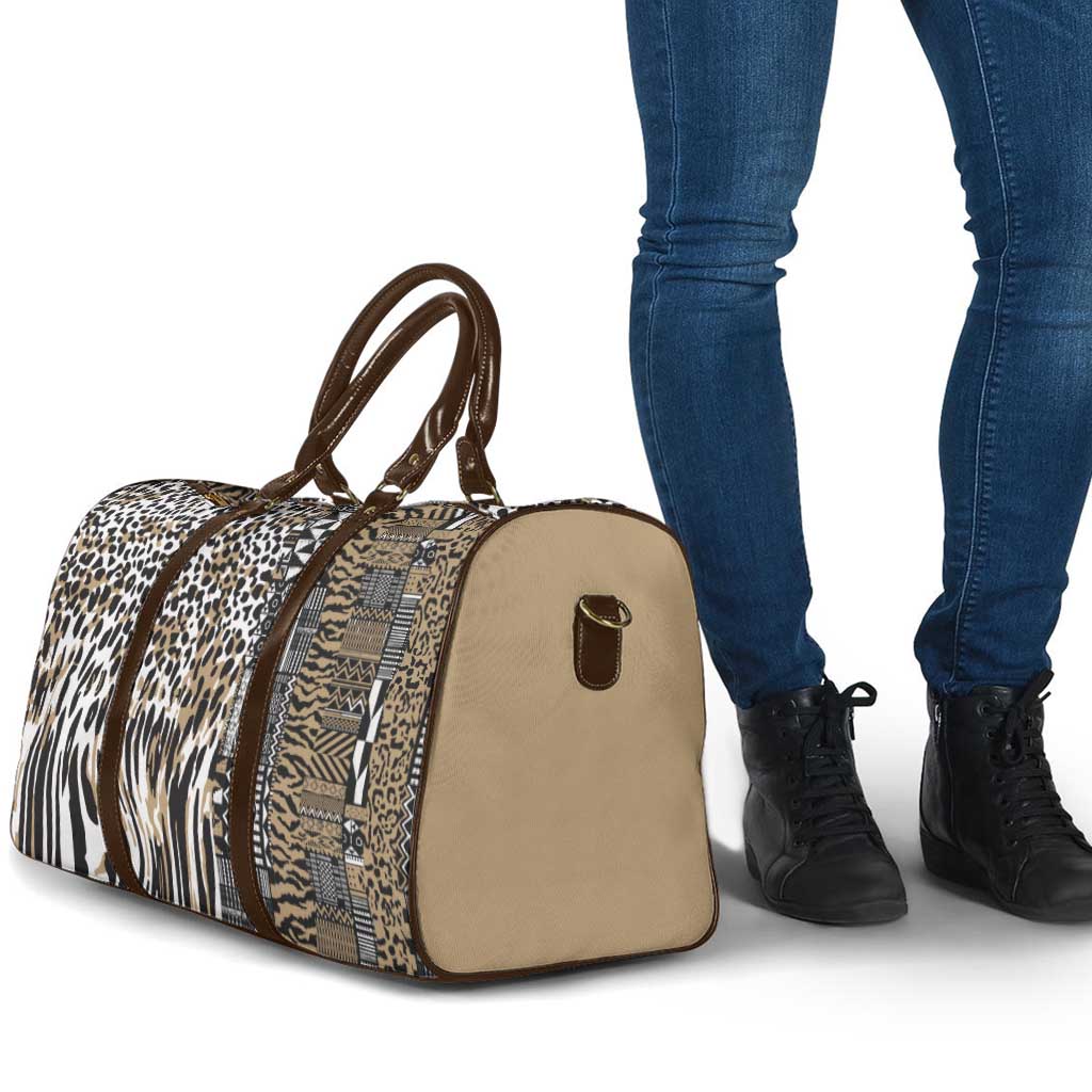 Africa Tribal Pattern Mixed Leopard Skin Travel Bag - Wonder Print Shop