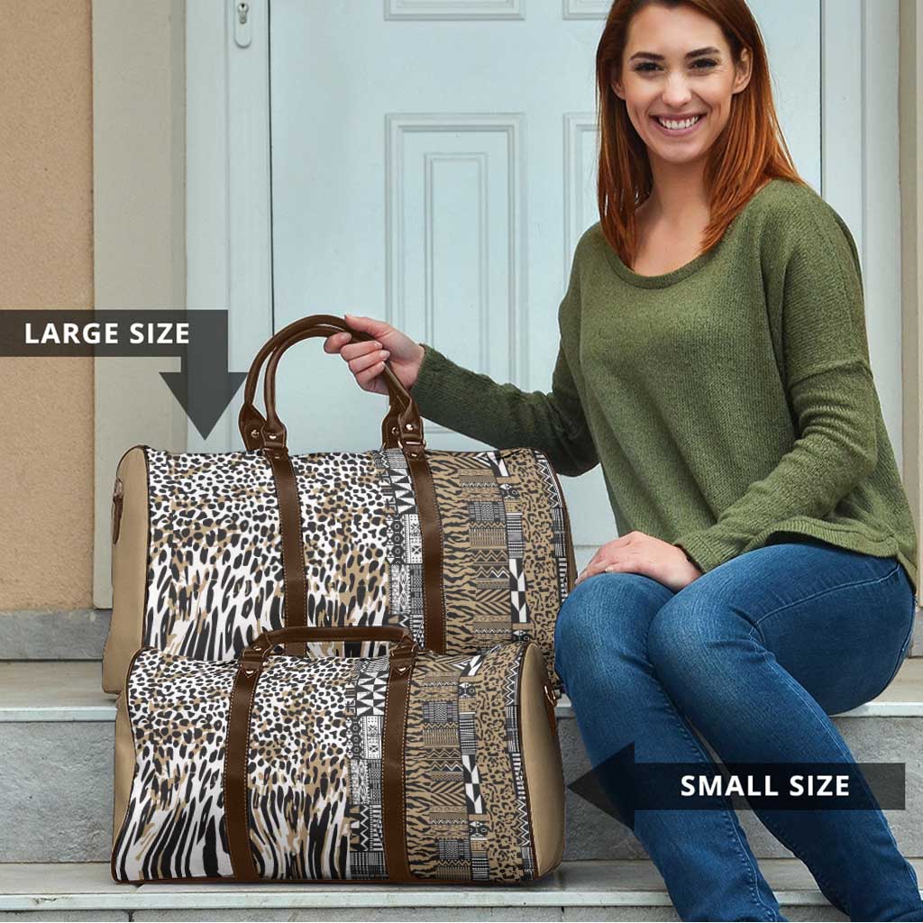 Africa Tribal Pattern Mixed Leopard Skin Travel Bag - Wonder Print Shop