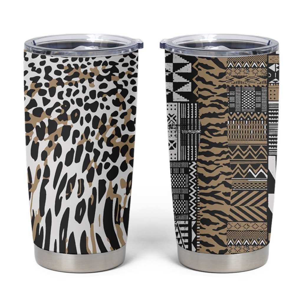 Africa Tribal Pattern Mixed Leopard Skin Tumbler Cup - Wonder Print Shop