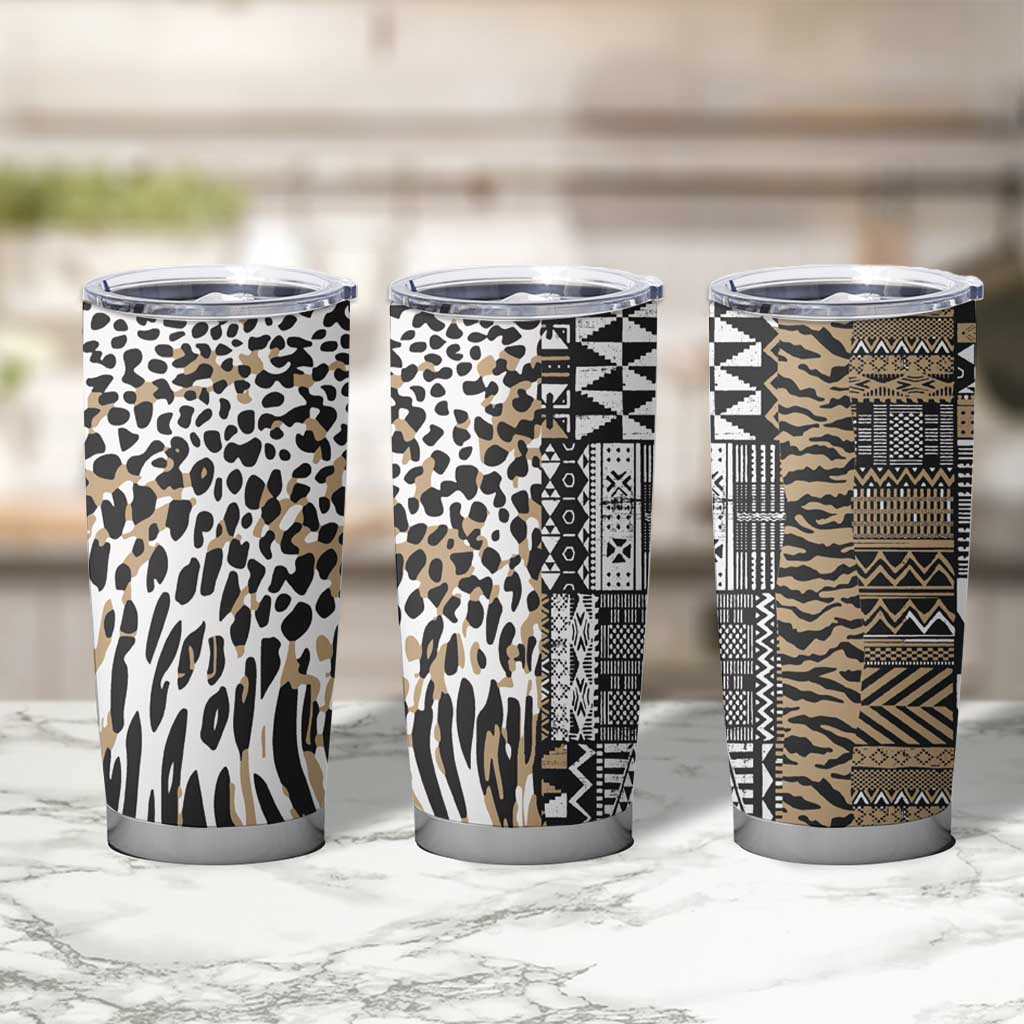 Africa Tribal Pattern Mixed Leopard Skin Tumbler Cup - Wonder Print Shop