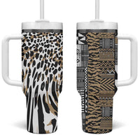 Africa Tribal Pattern Mixed Leopard Skin Tumbler With Handle - Wonder Print Shop