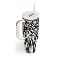 Africa Tribal Pattern Mixed Leopard Skin Tumbler With Handle - Wonder Print Shop