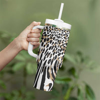 Africa Tribal Pattern Mixed Leopard Skin Tumbler With Handle - Wonder Print Shop