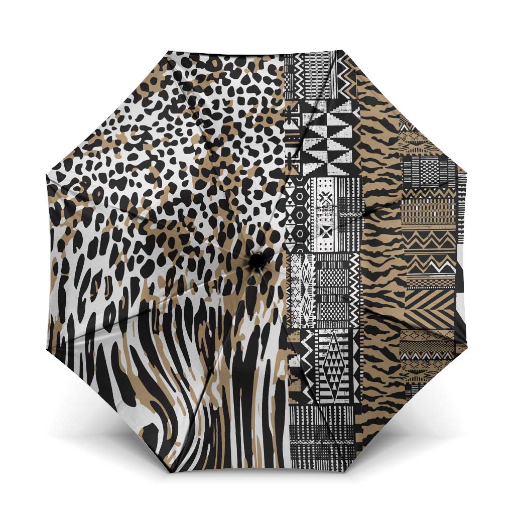 Africa Tribal Pattern Mixed Leopard Skin Umbrella - Wonder Print Shop