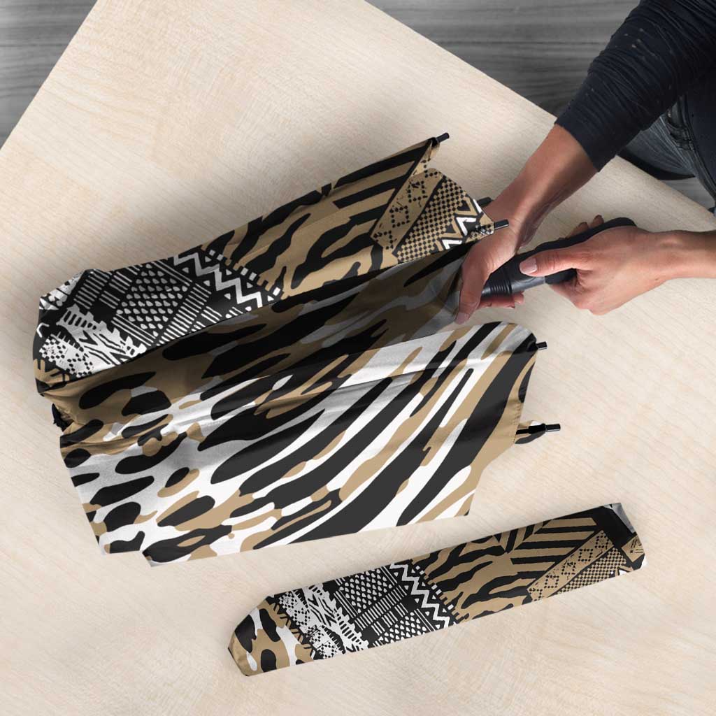 Africa Tribal Pattern Mixed Leopard Skin Umbrella - Wonder Print Shop