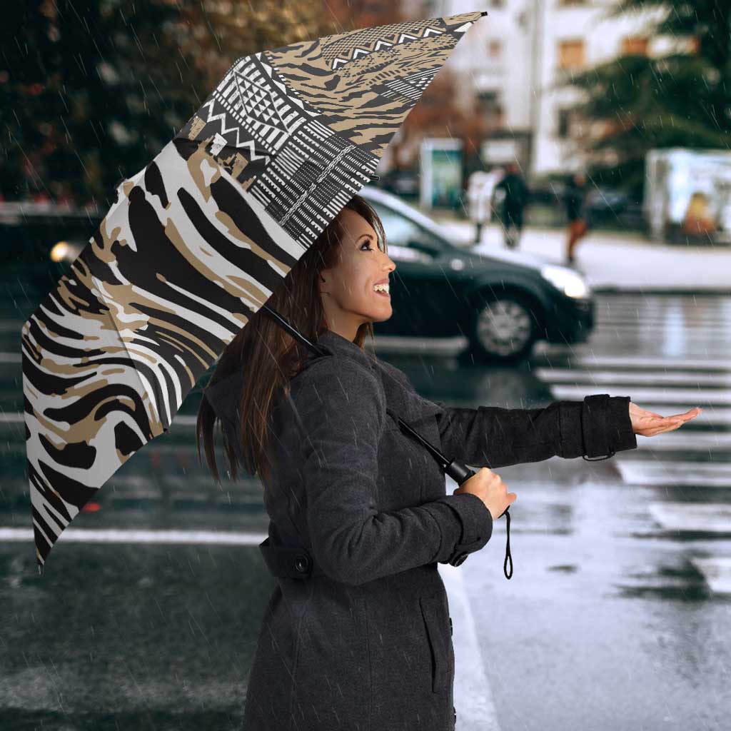 Africa Tribal Pattern Mixed Leopard Skin Umbrella - Wonder Print Shop