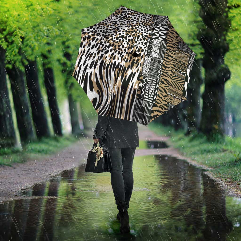 Africa Tribal Pattern Mixed Leopard Skin Umbrella - Wonder Print Shop