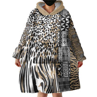 Africa Tribal Pattern Mixed Leopard Skin Wearable Blanket Hoodie - Wonder Print Shop