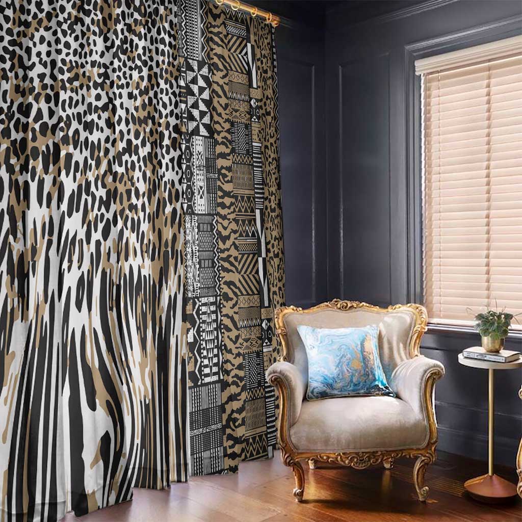 Africa Tribal Pattern Mixed Leopard Skin Window Curtain - Wonder Print Shop