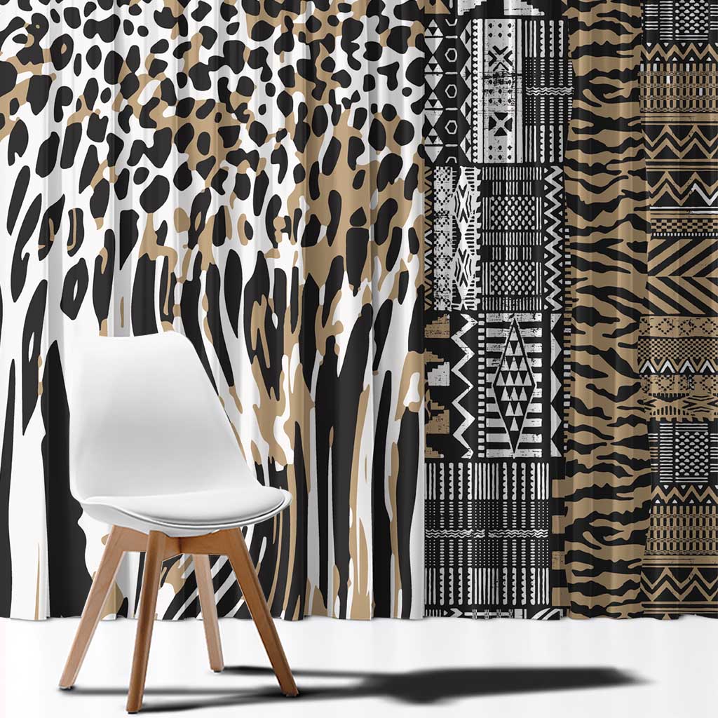 Africa Tribal Pattern Mixed Leopard Skin Window Curtain - Wonder Print Shop