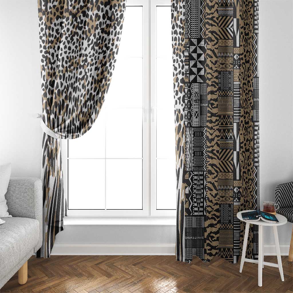 Africa Tribal Pattern Mixed Leopard Skin Window Curtain - Wonder Print Shop