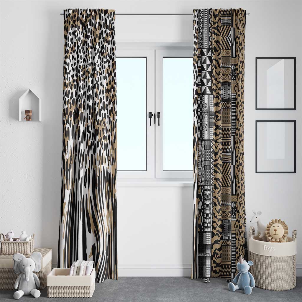Africa Tribal Pattern Mixed Leopard Skin Window Curtain - Wonder Print Shop