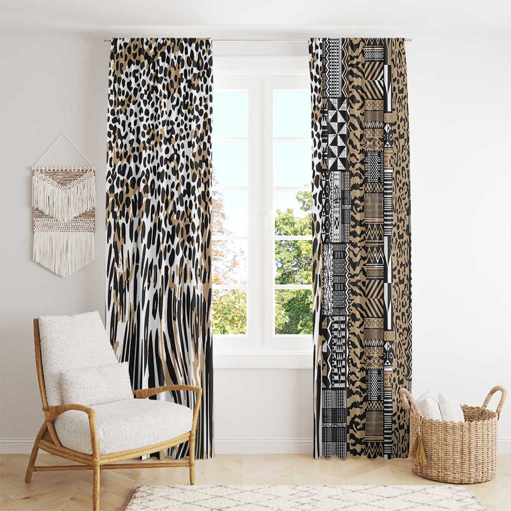 Africa Tribal Pattern Mixed Leopard Skin Window Curtain - Wonder Print Shop