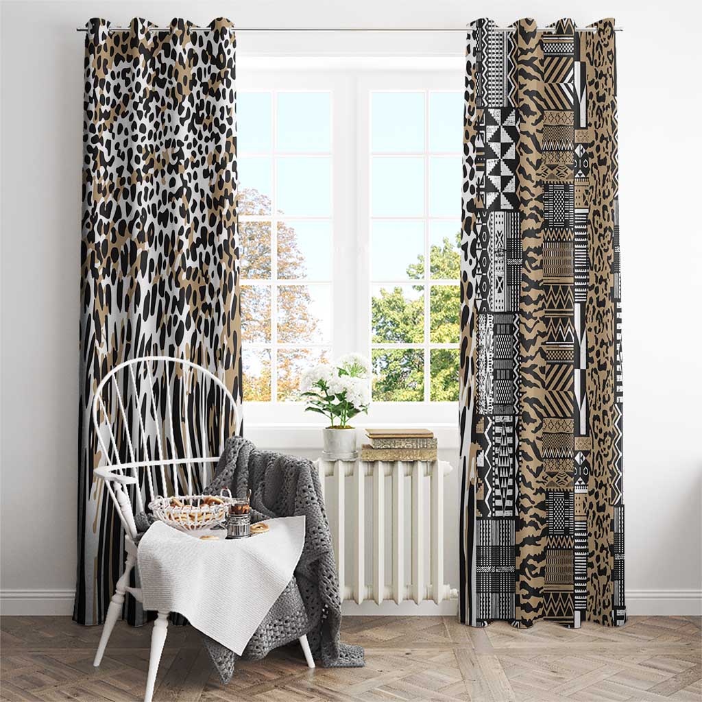 Africa Tribal Pattern Mixed Leopard Skin Window Curtain - Wonder Print Shop