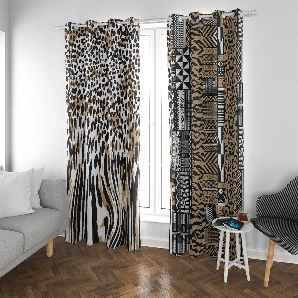 Africa Tribal Pattern Mixed Leopard Skin Window Curtain - Wonder Print Shop