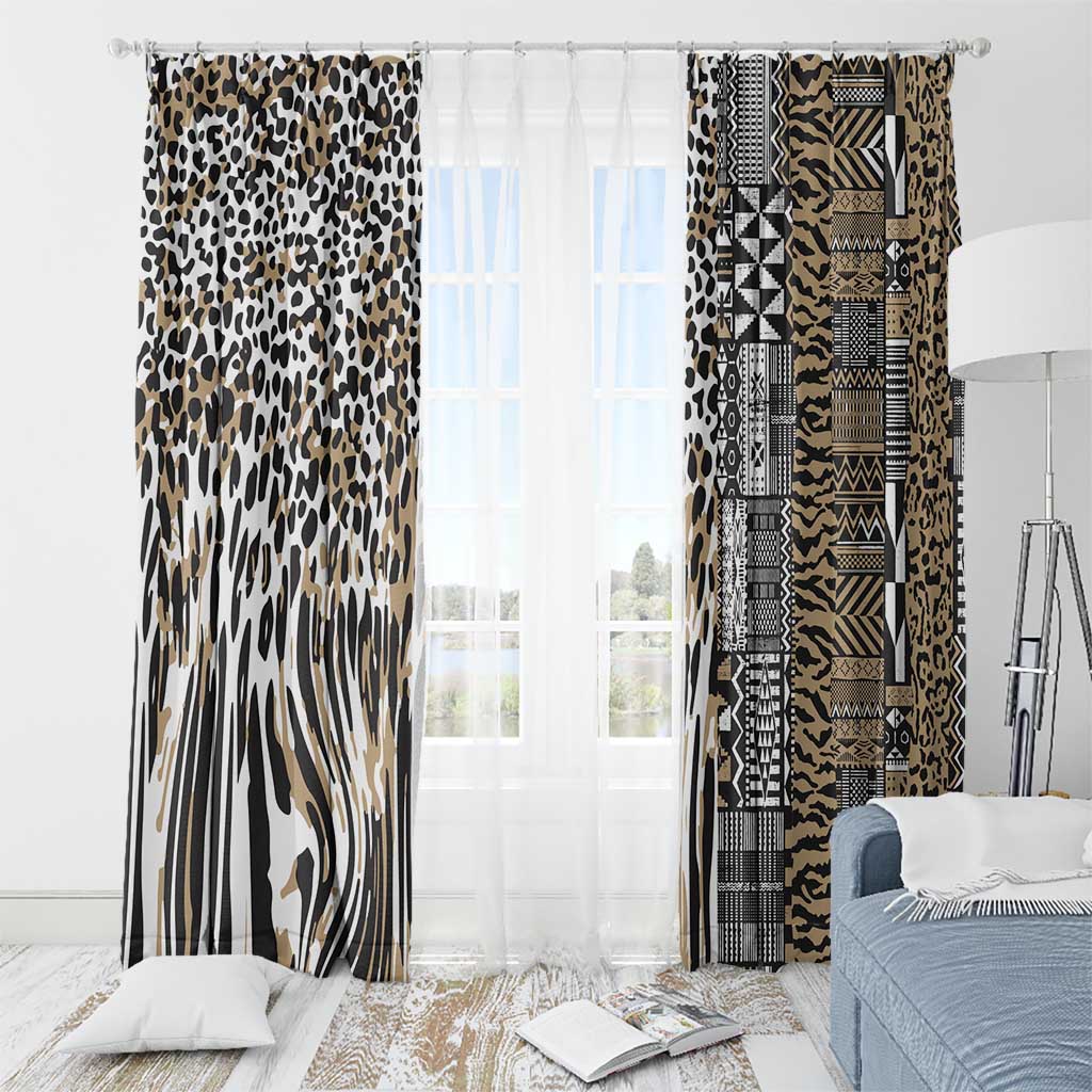 Africa Tribal Pattern Mixed Leopard Skin Window Curtain - Wonder Print Shop