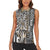 Africa Tribal Pattern Mixed Leopard Skin Women Sleeveless Polo Shirt - Wonder Print Shop