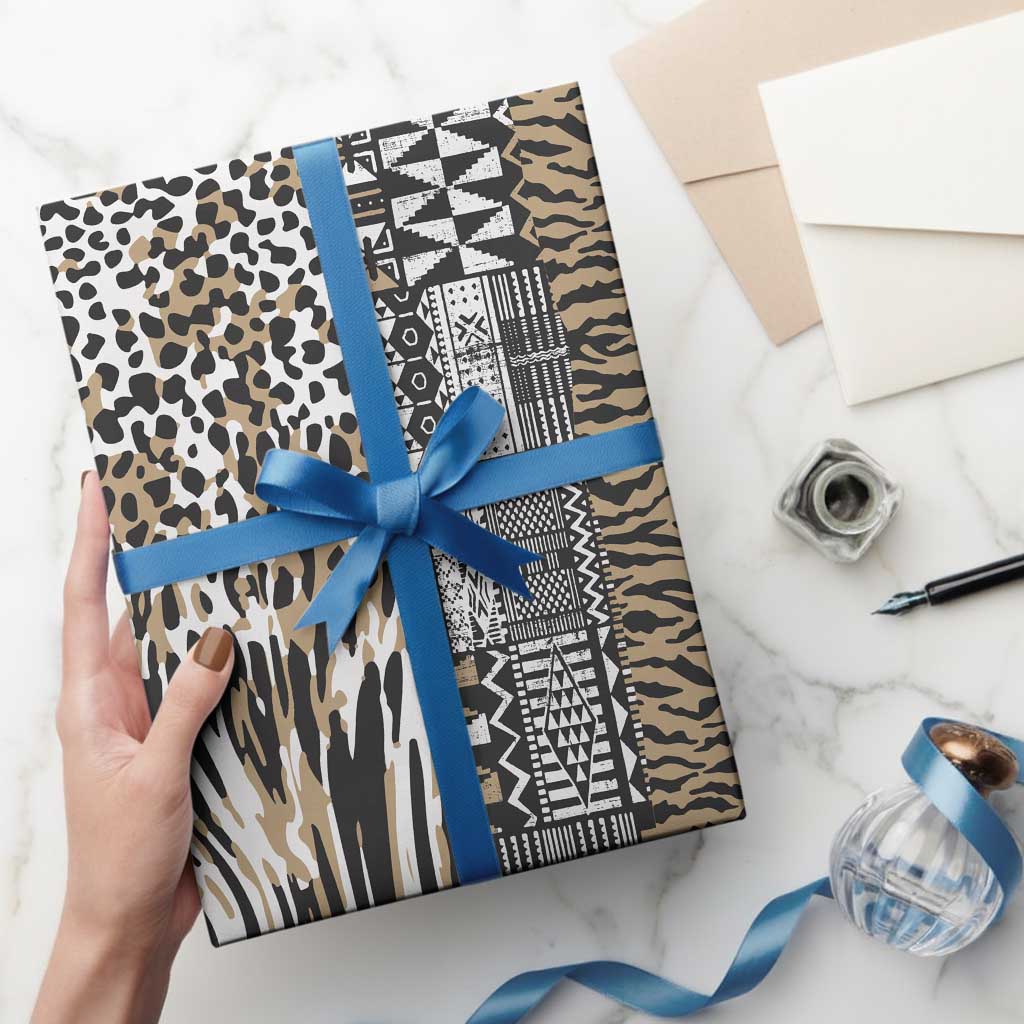 Africa Tribal Pattern Mixed Leopard Skin Wrapping Paper - Wonder Print Shop
