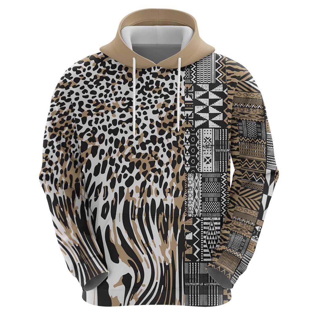 Africa Tribal Pattern Mixed Leopard Skin Zip Hoodie - Wonder Print Shop