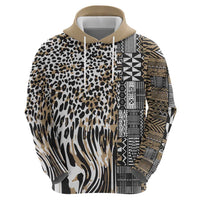 Africa Tribal Pattern Mixed Leopard Skin Zip Hoodie - Wonder Print Shop