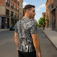 Africa Tribal Pattern Mixed Leopard Skin Zipper Polo Shirt - Wonder Print Shop