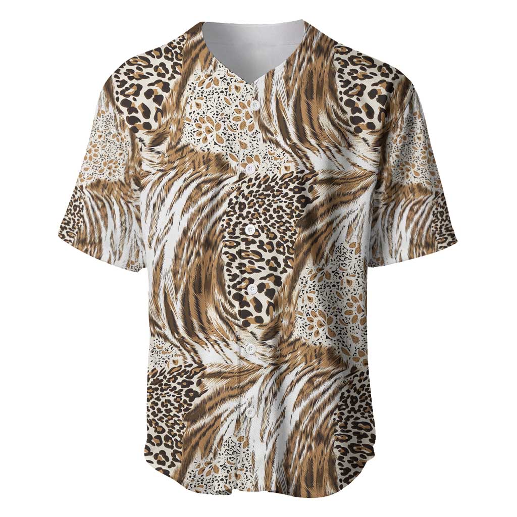 Wild Animal Skins Baseball Jersey Leopard Pattern - Wonder Print Shop