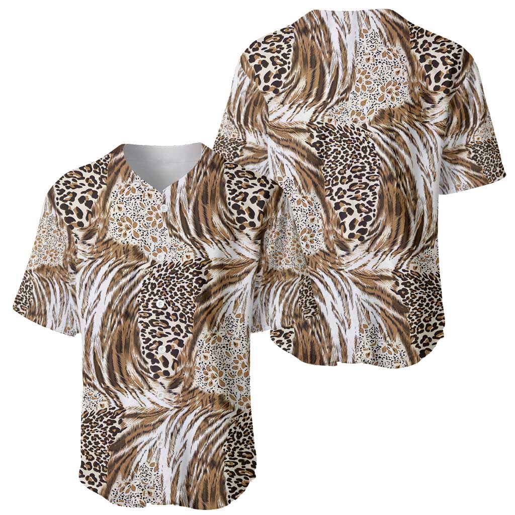 Wild Animal Skins Baseball Jersey Leopard Pattern - Wonder Print Shop