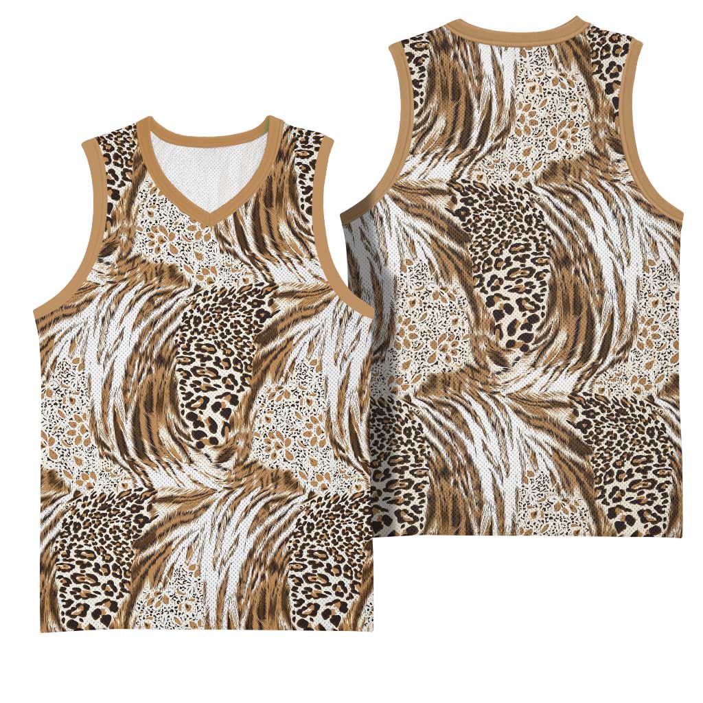 Wild Animal Skins Basketball Jersey Leopard Pattern - Wonder Print Shop