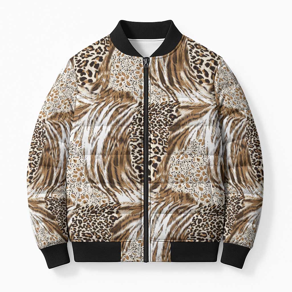 Wild Animal Skins Bomber Puffer Jacket Leopard Pattern - Wonder Print Shop