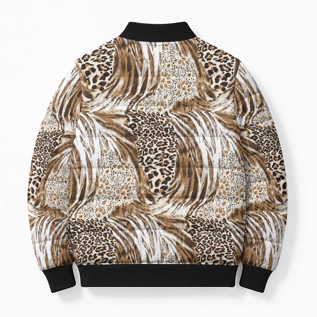Wild Animal Skins Bomber Puffer Jacket Leopard Pattern - Wonder Print Shop