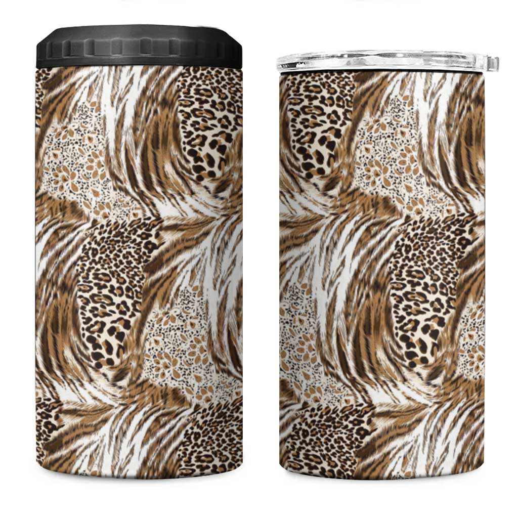 Wild Animal Skins 4 in 1 Can Cooler Tumbler Leopard Pattern - Wonder Print Shop