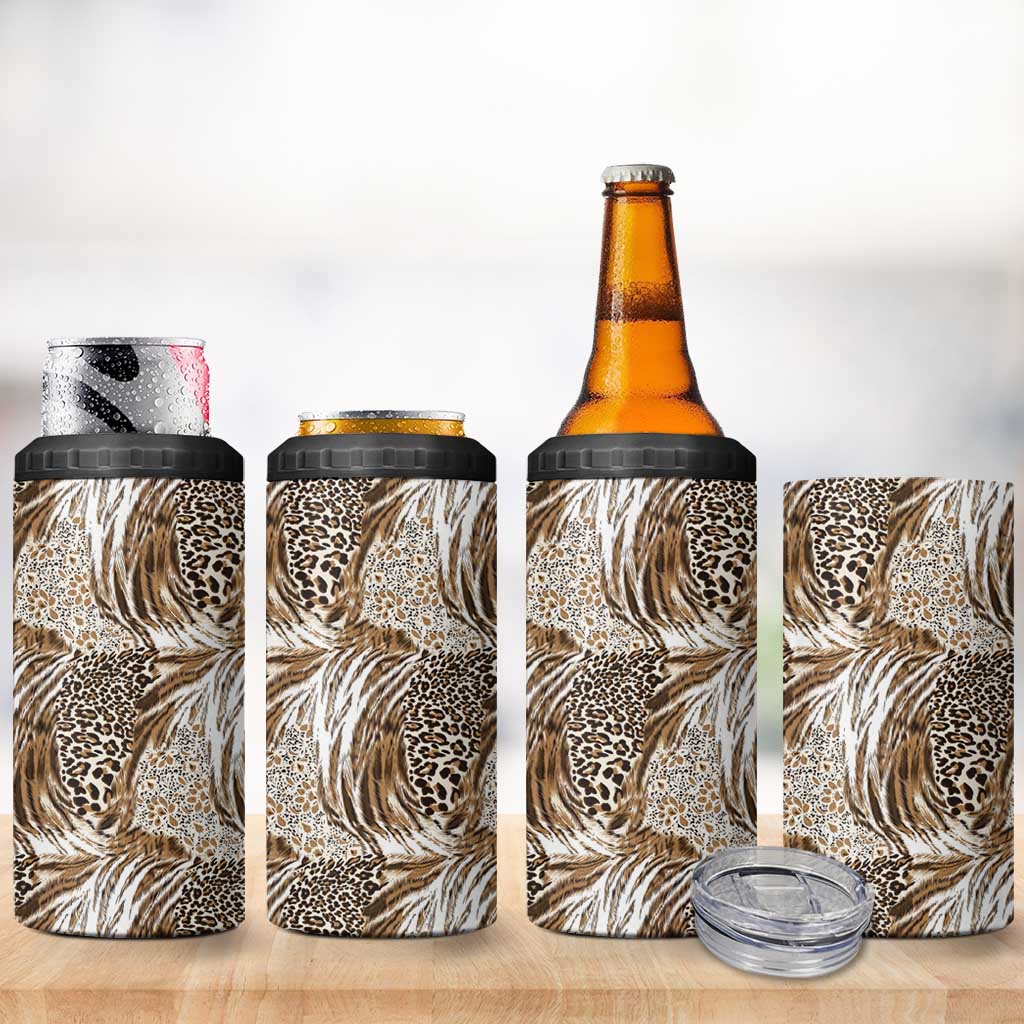 Wild Animal Skins 4 in 1 Can Cooler Tumbler Leopard Pattern - Wonder Print Shop