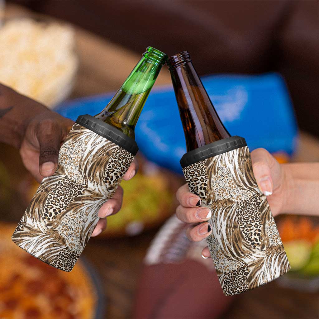 Wild Animal Skins 4 in 1 Can Cooler Tumbler Leopard Pattern - Wonder Print Shop
