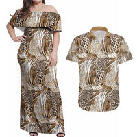 Wild Animal Skins Couples Matching Off Shoulder Maxi Dress and Hawaiian Shirt Leopard Pattern - Wonder Print Shop