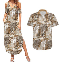 Wild Animal Skins Couples Matching Summer Maxi Dress and Hawaiian Shirt Leopard Pattern - Wonder Print Shop
