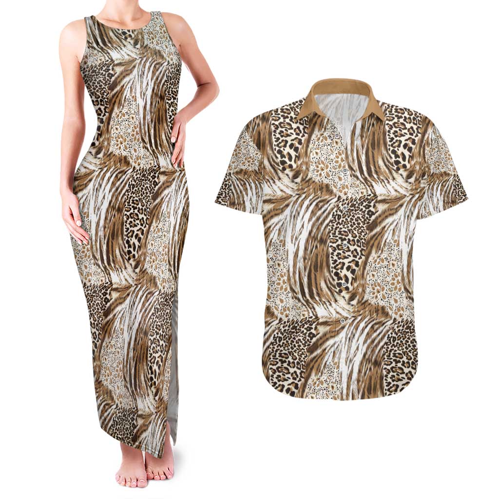 Wild Animal Skins Couples Matching Tank Maxi Dress and Hawaiian Shirt Leopard Pattern - Wonder Print Shop