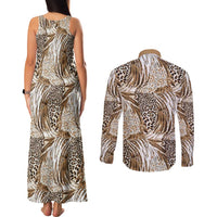 Wild Animal Skins Couples Matching Tank Maxi Dress and Long Sleeve Button Shirt Leopard Pattern - Wonder Print Shop