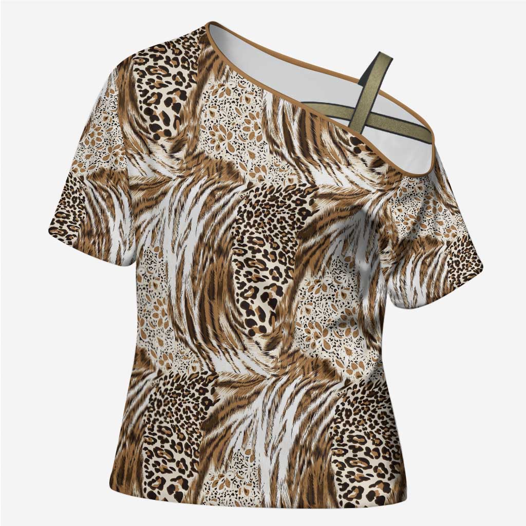 Wild Animal Skins Cross Shoulder Shirt Leopard Pattern - Wonder Print Shop