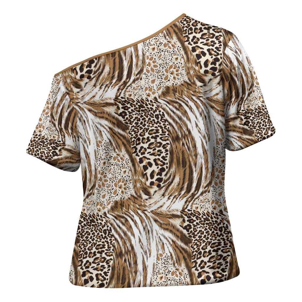 Wild Animal Skins Cross Shoulder Shirt Leopard Pattern - Wonder Print Shop